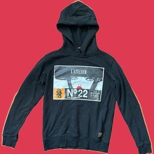 Scotch and Soda Graphic Hoodie, Size Medium, Black
